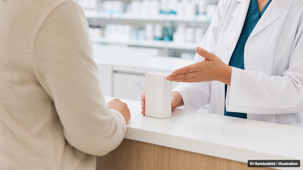Beratung in der Apotheke Beratungsgespräch am Apothekentresen zu einem verschreibungspflichtigen Medikament