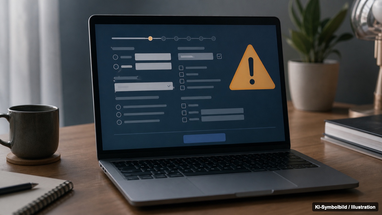 Online-Rezepte ohne echte Abklärung Online-Formular für ein Privatrezept auf einem Laptop als Symbol für den Graumarkt