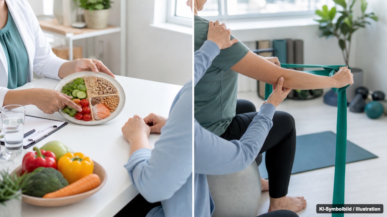 Multimodale Adipositastherapie Ernährungsberatung und Bewegungsangebot als Symbole der multimodalen Adipositastherapie