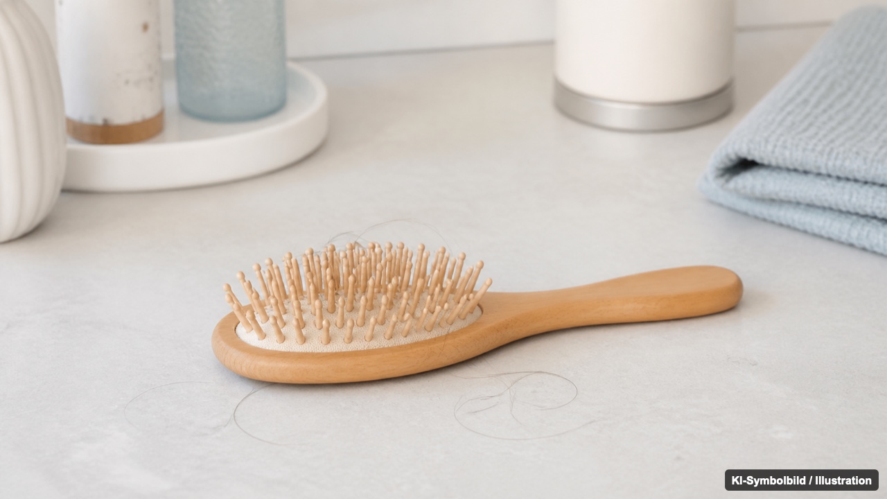 Haarbürste mit einzelnen Haaren als Symbol für die Haarausfall-Debatte
