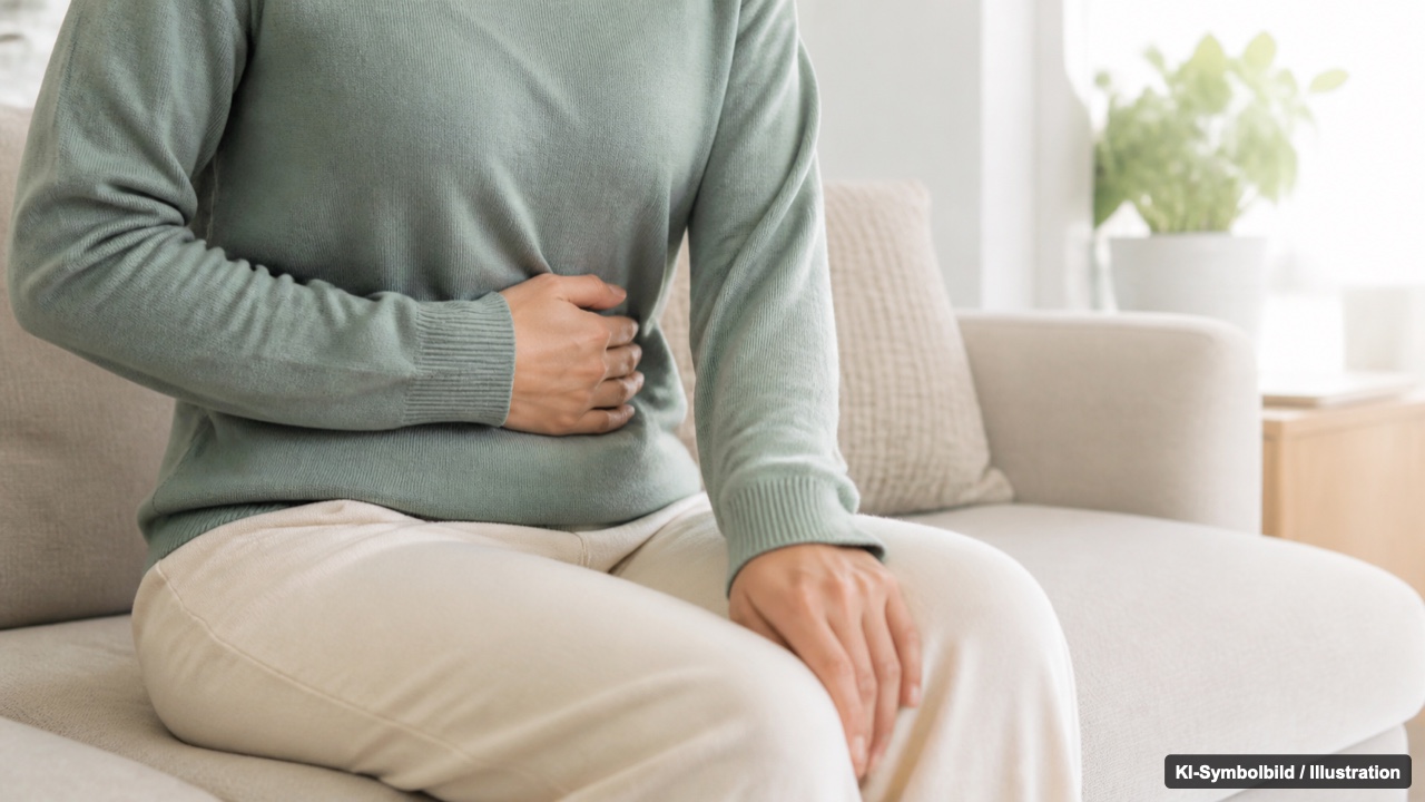 Person hält sich den Bauch als Symbol für Magen-Darm-Beschwerden unter der Therapie