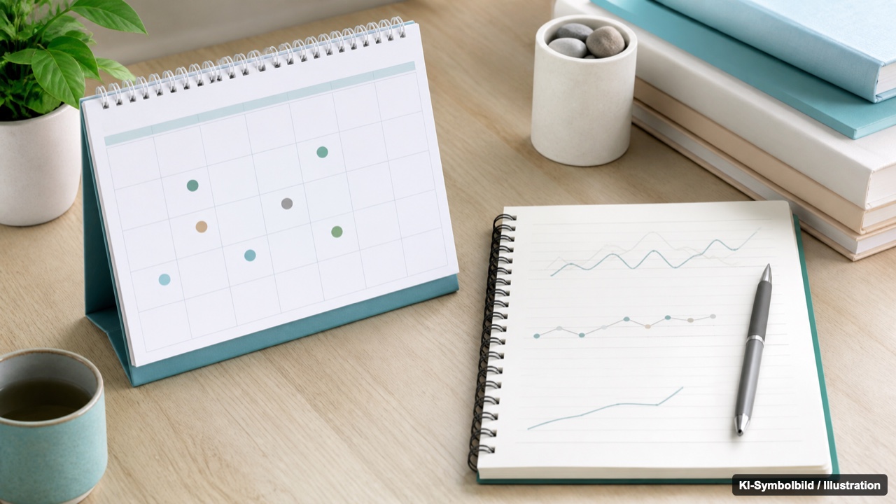 Kontrolltermine und Verlaufsdokumentation Kalender mit markierten Kontrollterminen und Notizen zum Behandlungsverlauf